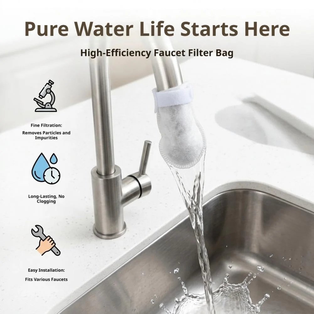 50 cotton filter bags disposable Cotton Faucet Filter Bags with 5 fastening straps💧