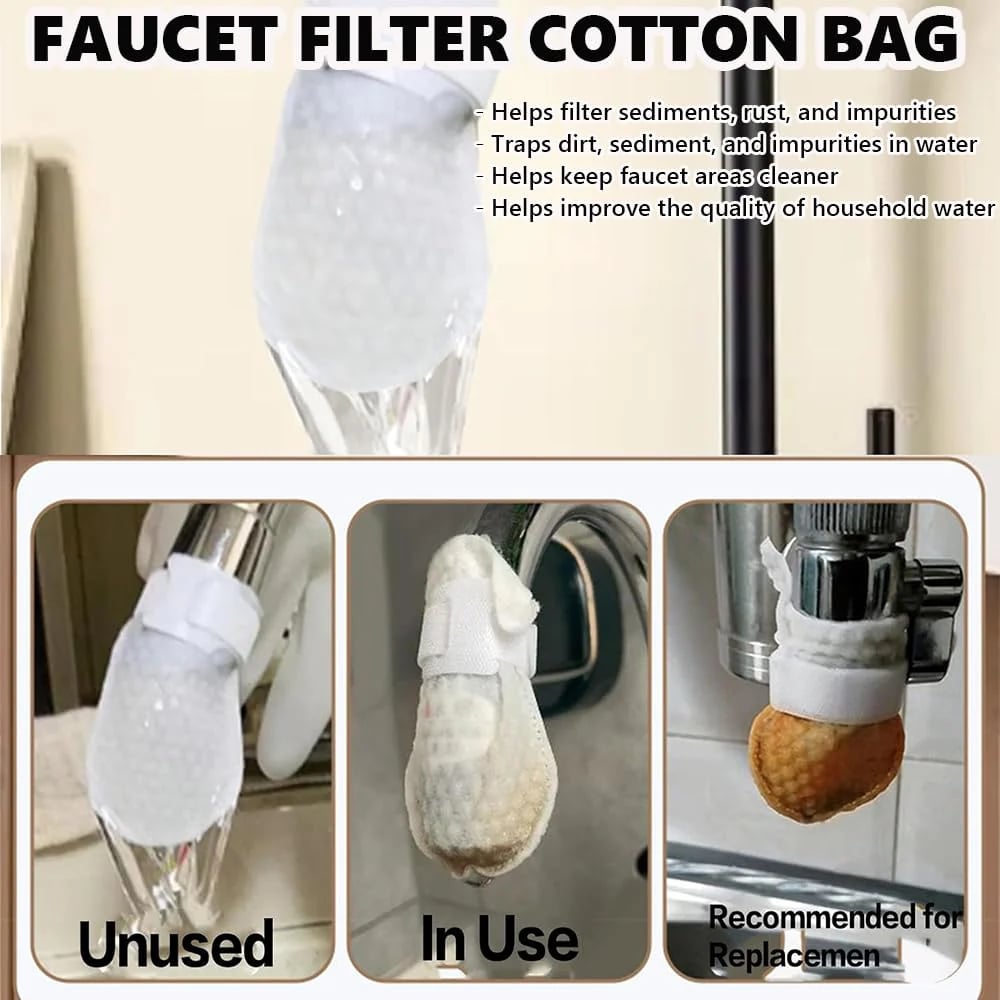 50 cotton filter bags disposable Cotton Faucet Filter Bags with 5 fastening straps💧