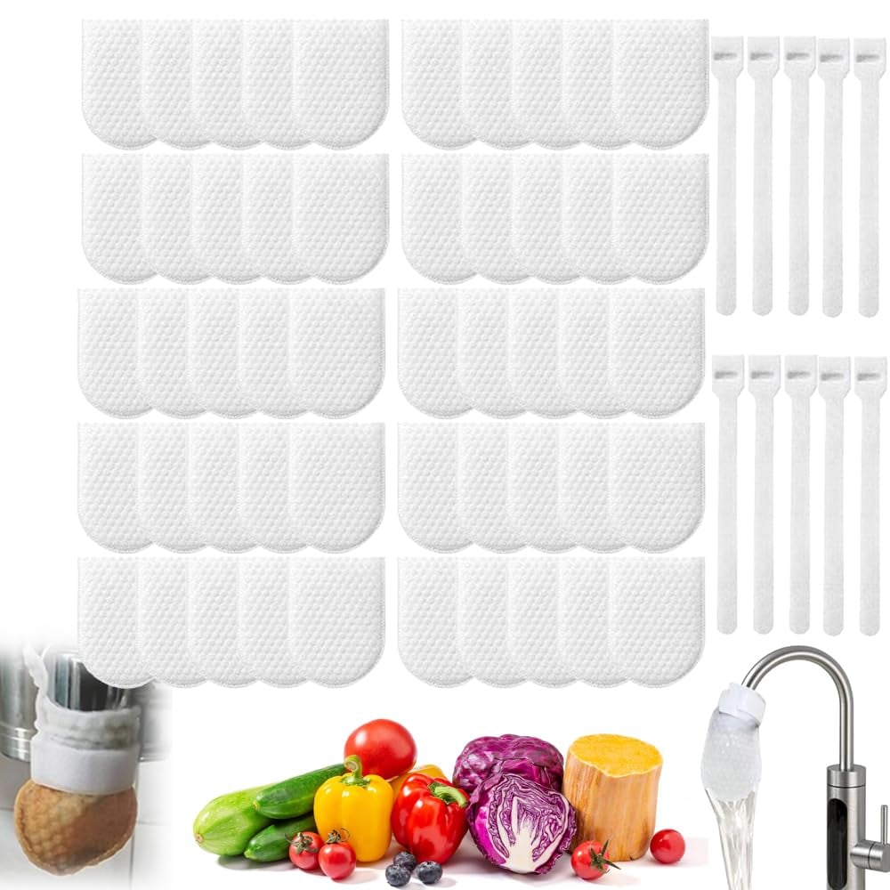 50 cotton filter bags disposable Cotton Faucet Filter Bags with 5 fastening straps💧
